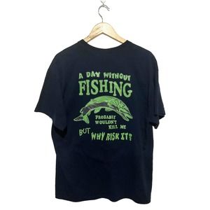 Old Fisherman’s Club Graphic Saying Joke Tee Heavyweight Men’s XL Fishing Shirt